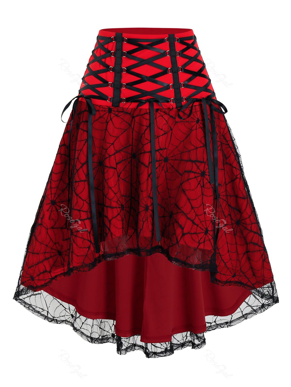 Cheap Halloween Spider Web Lace High Low Skirt  