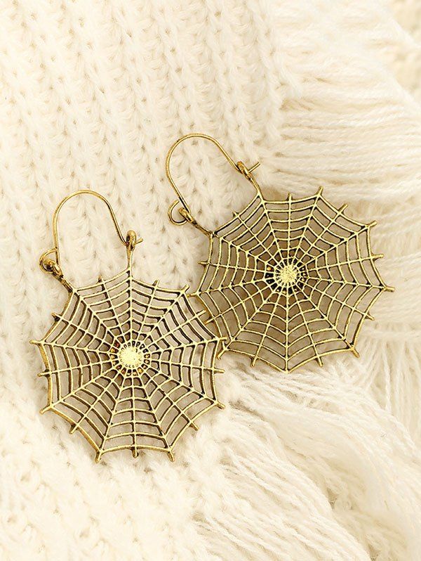 

Halloween Spider Web Drop Earrings, Golden