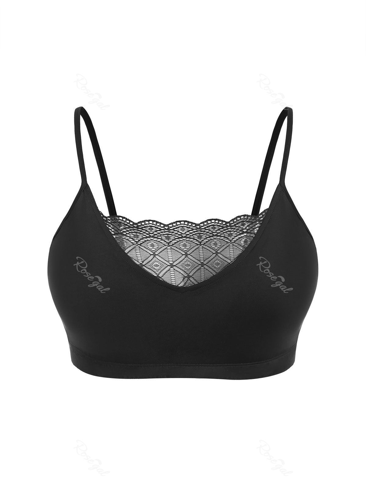 Padded Scalloped Lace Panel Plus Size Bralette