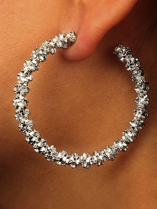 

Textured Hoop Earrings, Silver