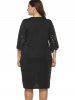 Plus Size Laser Cut Knee Length Dress -  