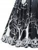 Robe d'Halloween à Bretelle Croisée à Imprimé Citrouille avec Bouton - Noir M