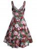Floral Print Side Lace Up High Waist Cami Dress -  