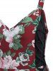 Floral Print Side Lace Up High Waist Cami Dress -  