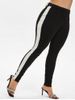 Plus Size High Rise Contrast Trim Fitted Pants -  