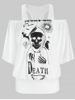 Halloween Skull Graphic Cold Shoulder Blouson T Shirt -  