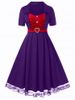 Plus Size Lace Hem Velvet A Line Vintage 50s Dress -  