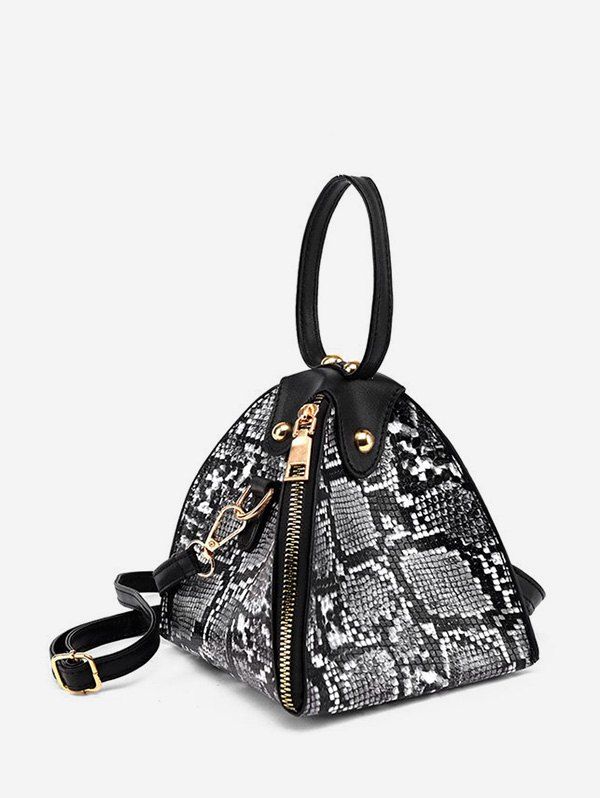 

Snakeskin Pattern PU Zipper Handbag, Gray