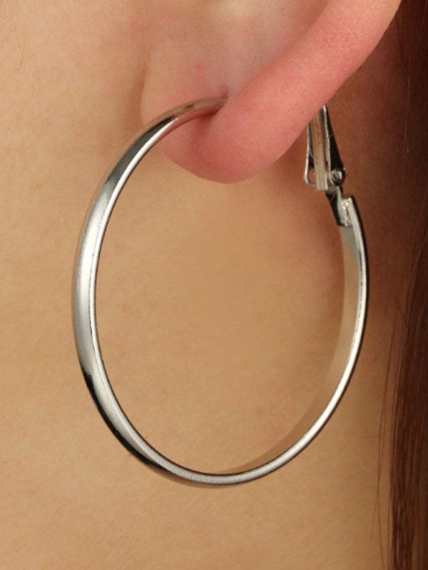 

Brief Alloy Glossy Hoop Earrings, Silver