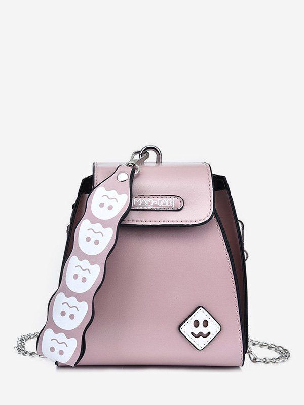 

Cute Ghost Pattern Leather Mini Tote Bag, Light pink