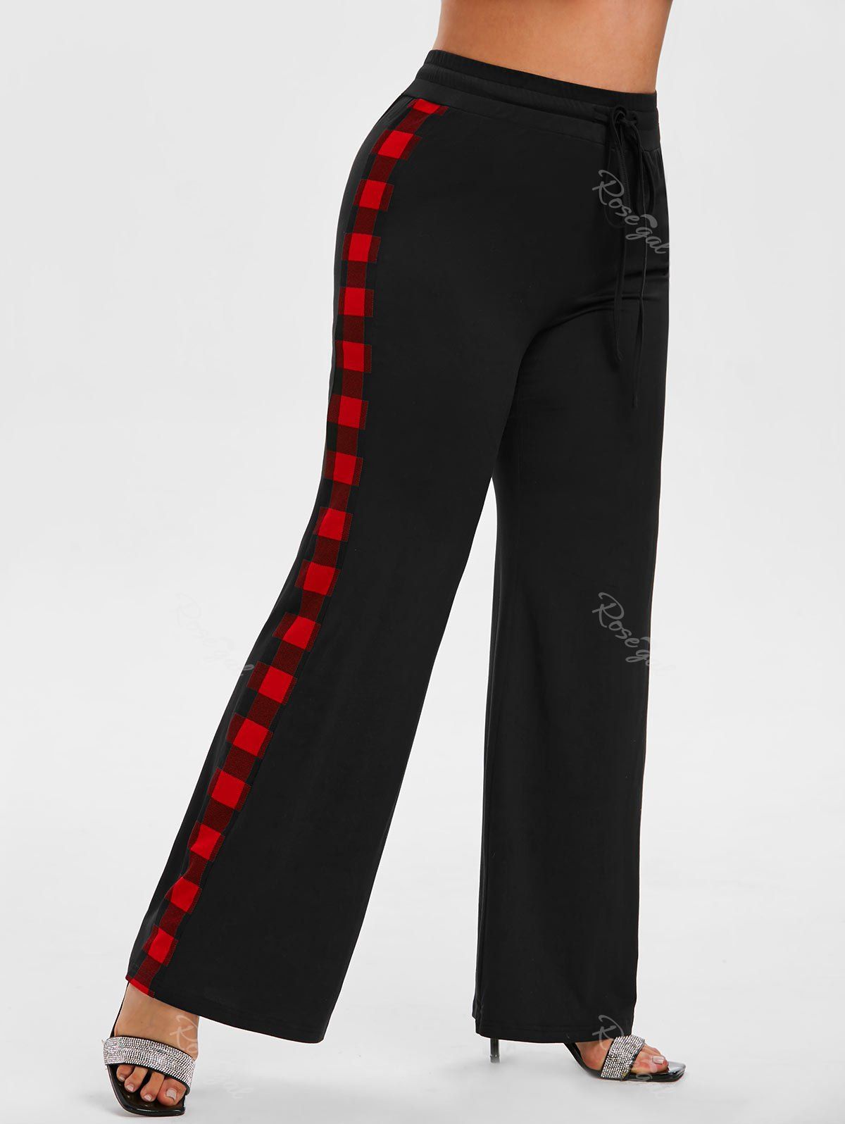 drawstring plaid pants