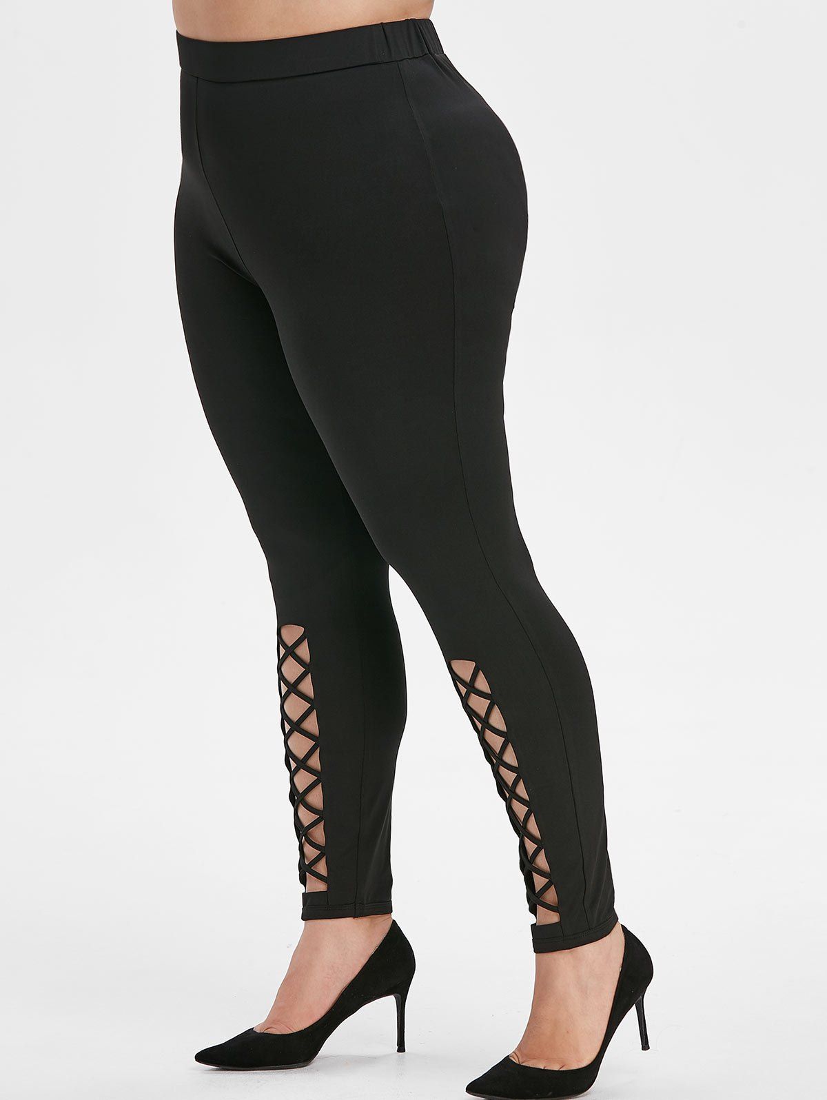 

Plus Size High Waisted Crisscross Leggings, Black