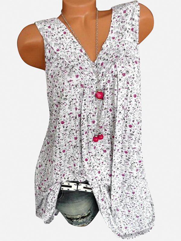 

Plus Size Ditsy Print Swing Tank Top, White