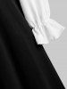 Plus Size Colorblock Bowknot Midi Dress -  