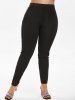 Plus Size High Rise Contrast Trim Fitted Pants -  