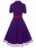 Plus Size Lace Hem Velvet A Line Vintage 50s Dress -  