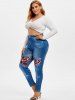 Plus Size High Rise Leopard Print Jeggings -  