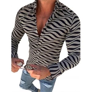 

Animal Striped Button Down Longline Shirt, Black