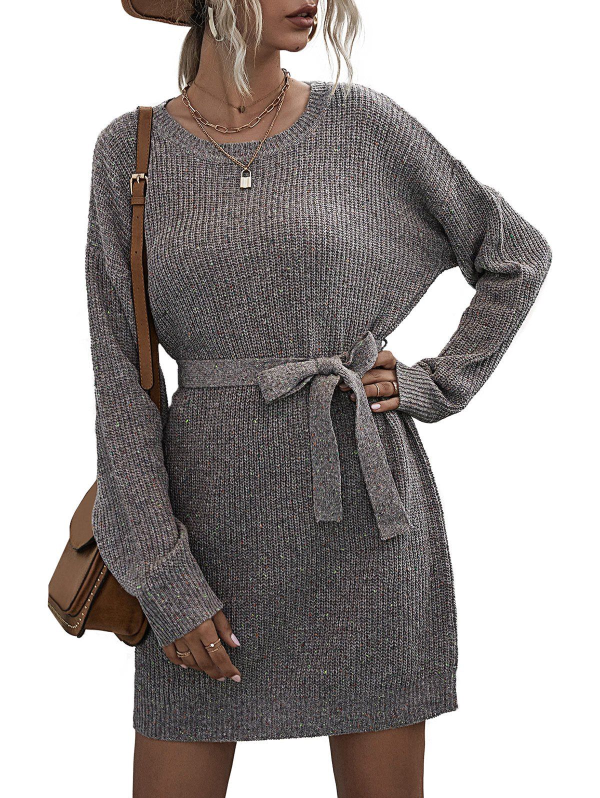 Crew Heathered Sweater Dress [38% | Rosegal