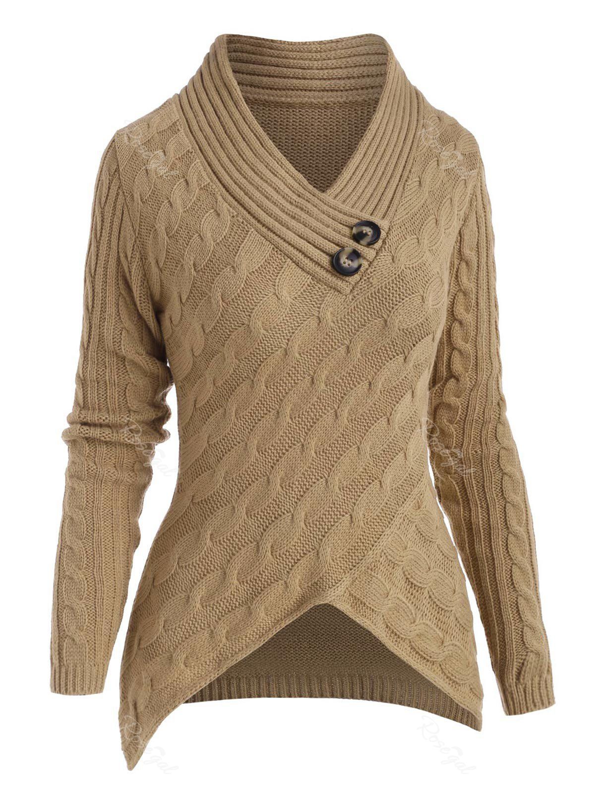 cable knit irregular hem cardigan