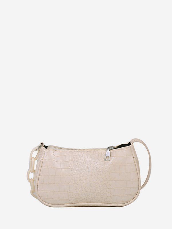 

Animal Embossed Leather Underarm Shoulder Bag, White