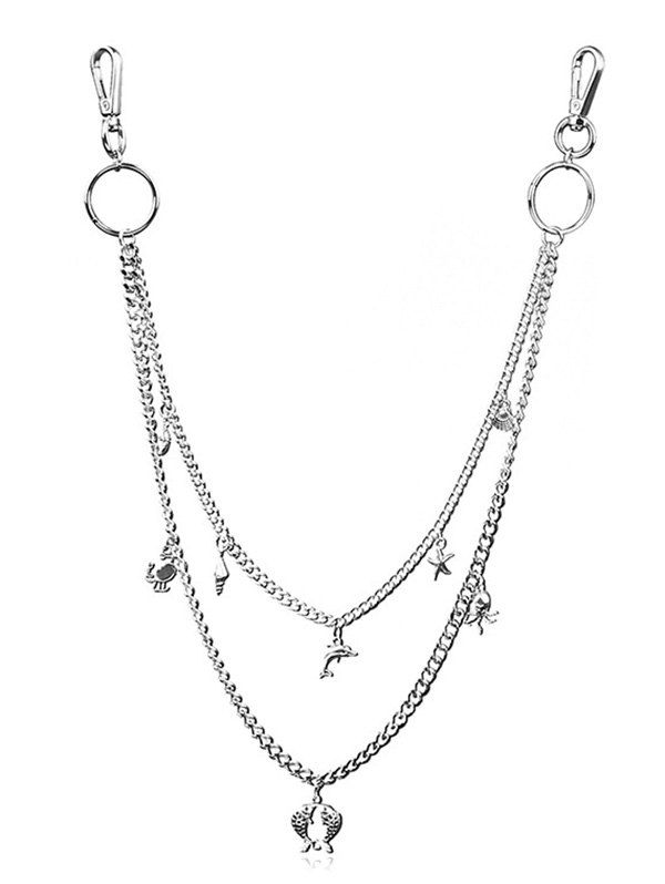 

Starfish Shell Pendant Layers Trousers Chain, Silver