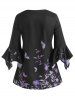Floral Butterfly Flare Sleeve Top -  