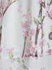 Floral Print Plunge Neck Flounce Hem Dress -  