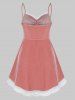 Plus Size Velvet Lace-up Lace Hem Lingerie Cami Dress -  