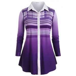 

Plus Size Plaid Ombre Roll Tab Sleeve Tunic Shirt, Concord