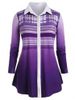 Plus Size Plaid Ombre Roll Tab Sleeve Tunic Shirt -  