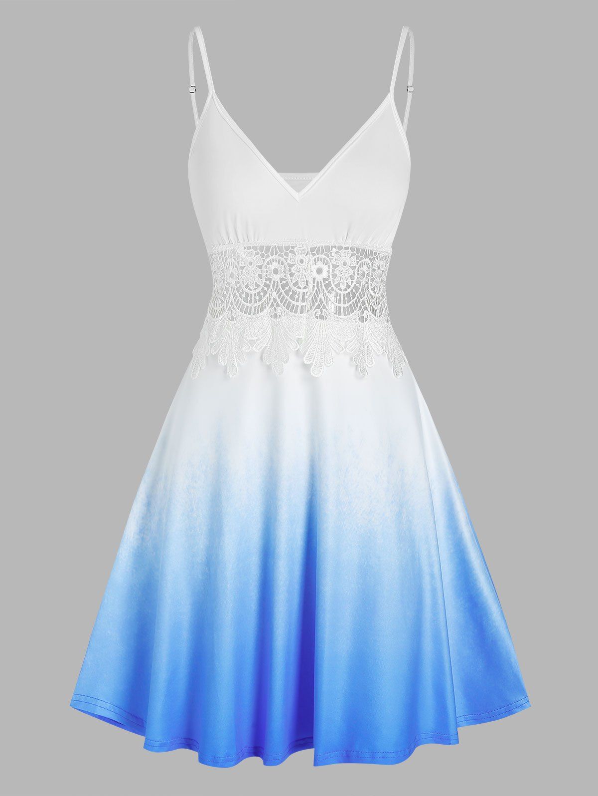 

Lace Crochet Ombre Color Dress, Cobalt blue