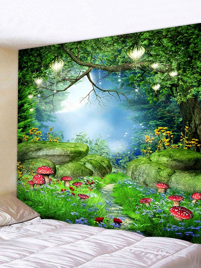 

Forest Mushrooms Pattern Decorative Wall Hanging Tapestry, Medium spring green