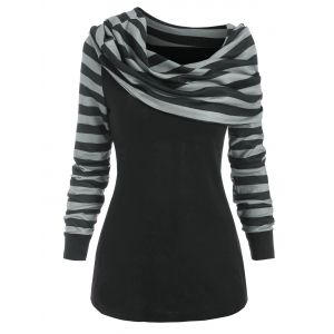 

Foldover Striped Jumper Knitwear, Black