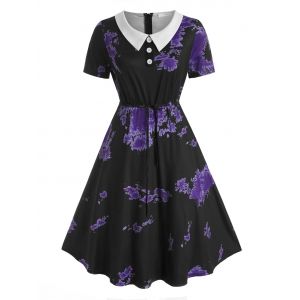 

Plus Size Gothic Drawstring Tie Dye Dress, Purple