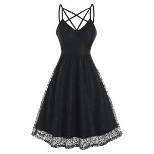 

Strappy Sleeveless Lace Party Dress, Black