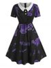 Plus Size Drawstring Tie Dye 50s Dress -  