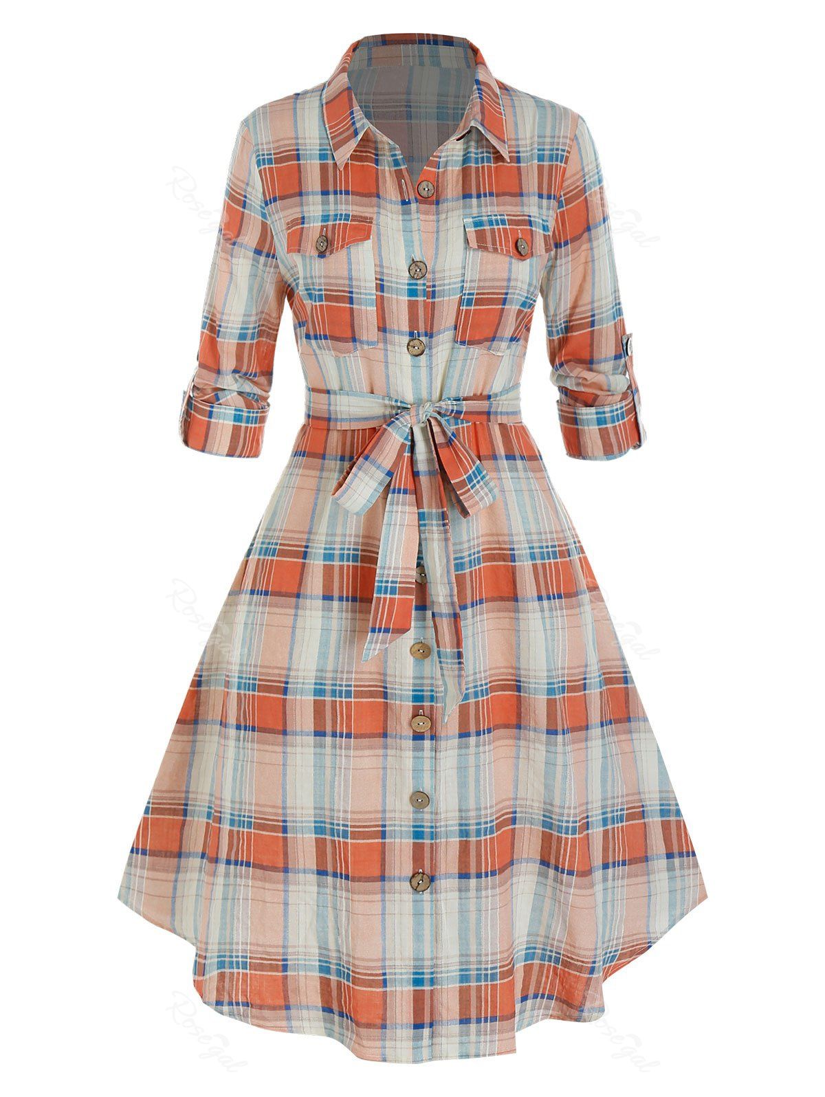 plus size plaid shirt dress