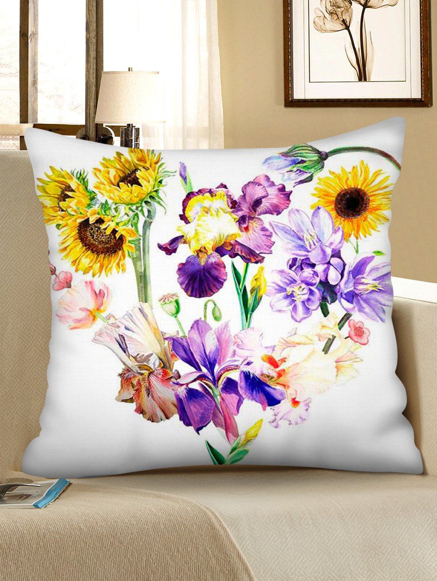 

Sunflower Printed Sofa Square Pillowcase, Multi-a