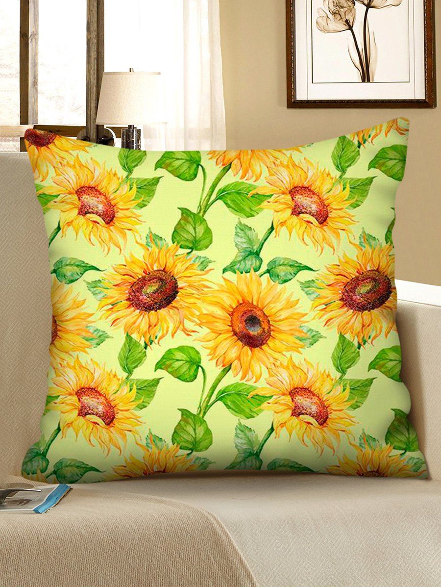 

Sunflower Printed Sofa Square Pillowcase, Multi-d