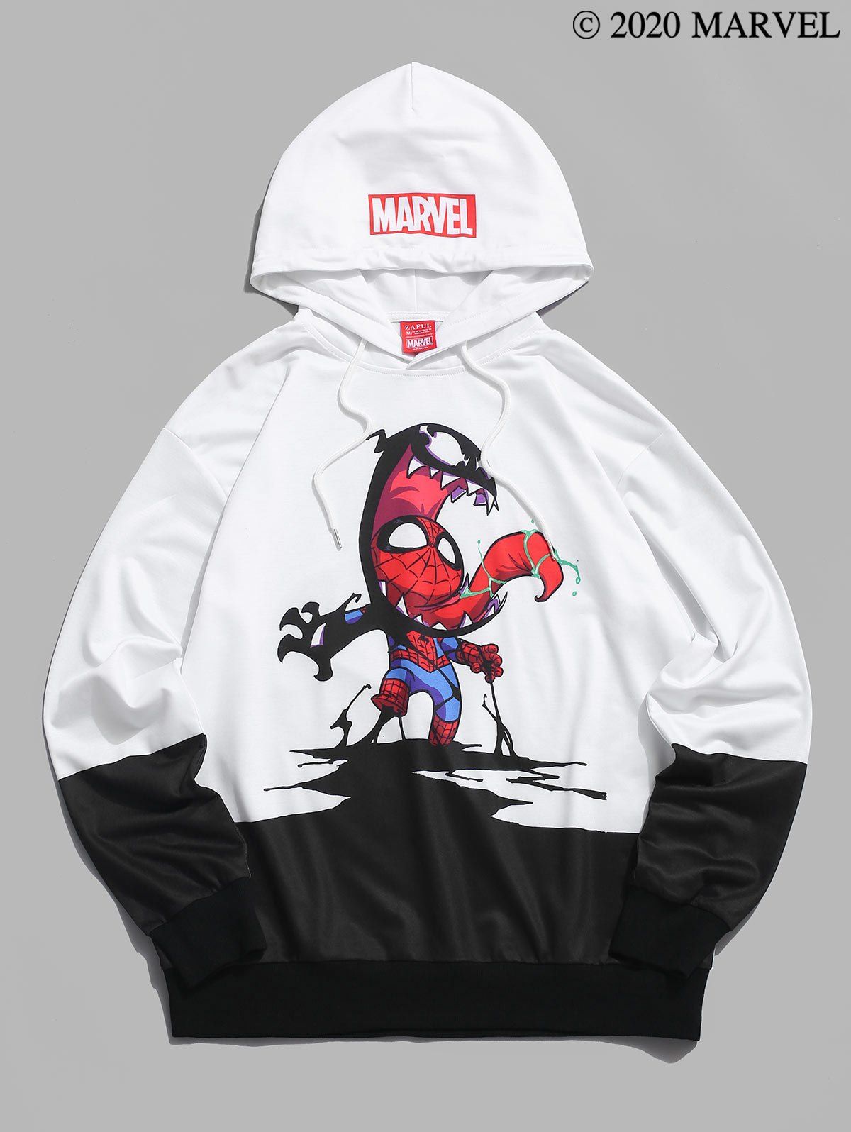 

Marvel Spider-Man And Venom Graphic Casual Drawstring Hoodie, White