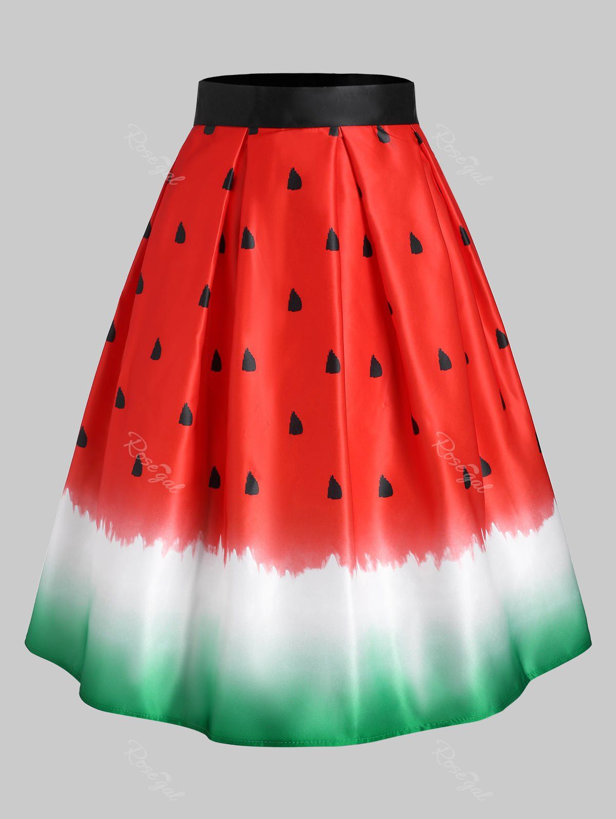 

Watermelon Octopus Print A Line Skirt, Red