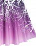 Ombre Tree Print Dual Buckles Cami A Line Dress -  