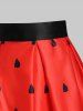 Watermelon Octopus Print A Line Skirt -  