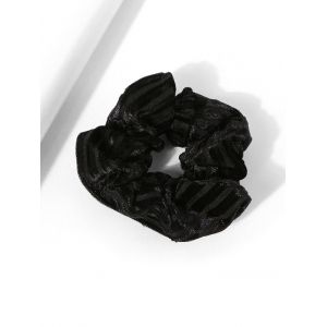 

Velour Fabric Striped Elastic Scrunchie, Black