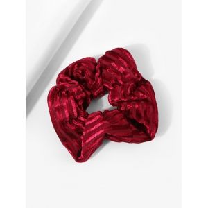 

Velour Fabric Striped Elastic Scrunchie, Red wine