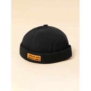 

Embroidery Letter Adjustable Pattern Skull Cap, Black