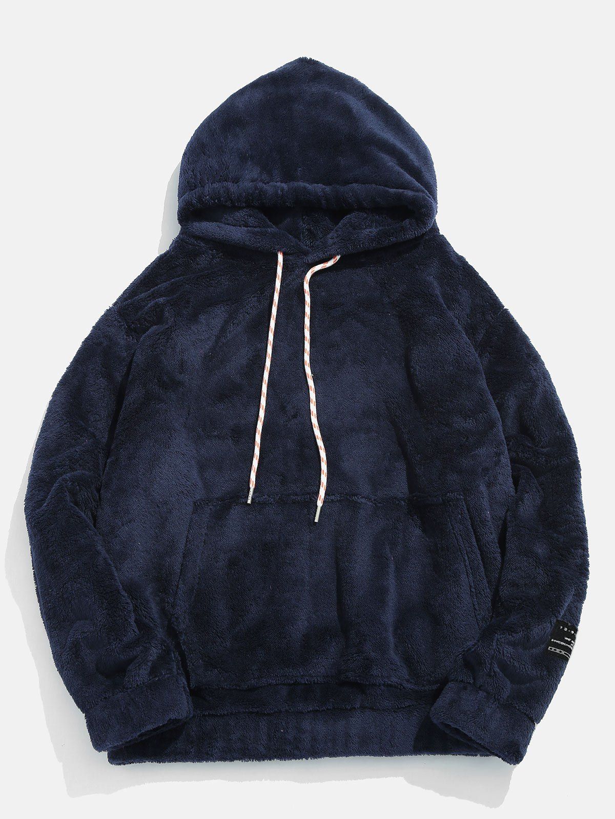 

Pouch Pocket Patch Detail Fluffy Hoodie, Marble blue
