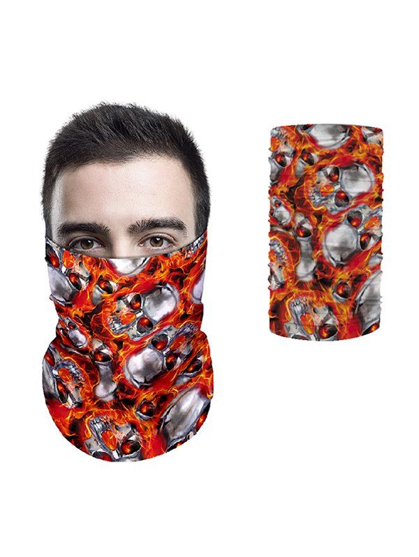 

Skulls Printed Outdoor Travel Round Scarf, Dark orange