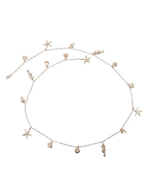 

Shells Starfish Shape Sexy Charm Waist Chain, Golden